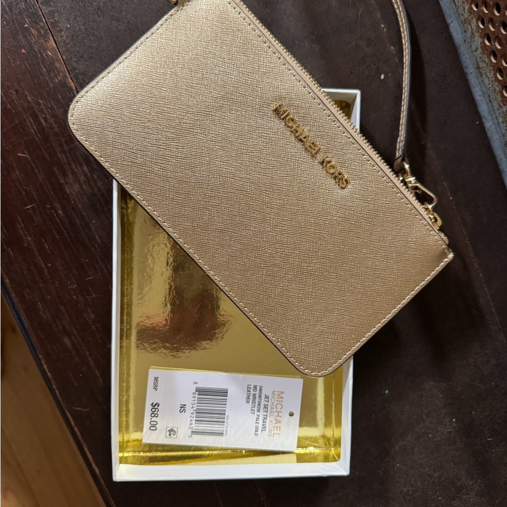 Michael Kors Metallic Gold Wristlet